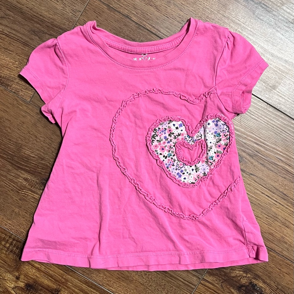 Girls 3T Pink Floral Heart Shirt